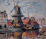 Claude Monet The Windmill on the Onbekende Canal Amsterdam painting